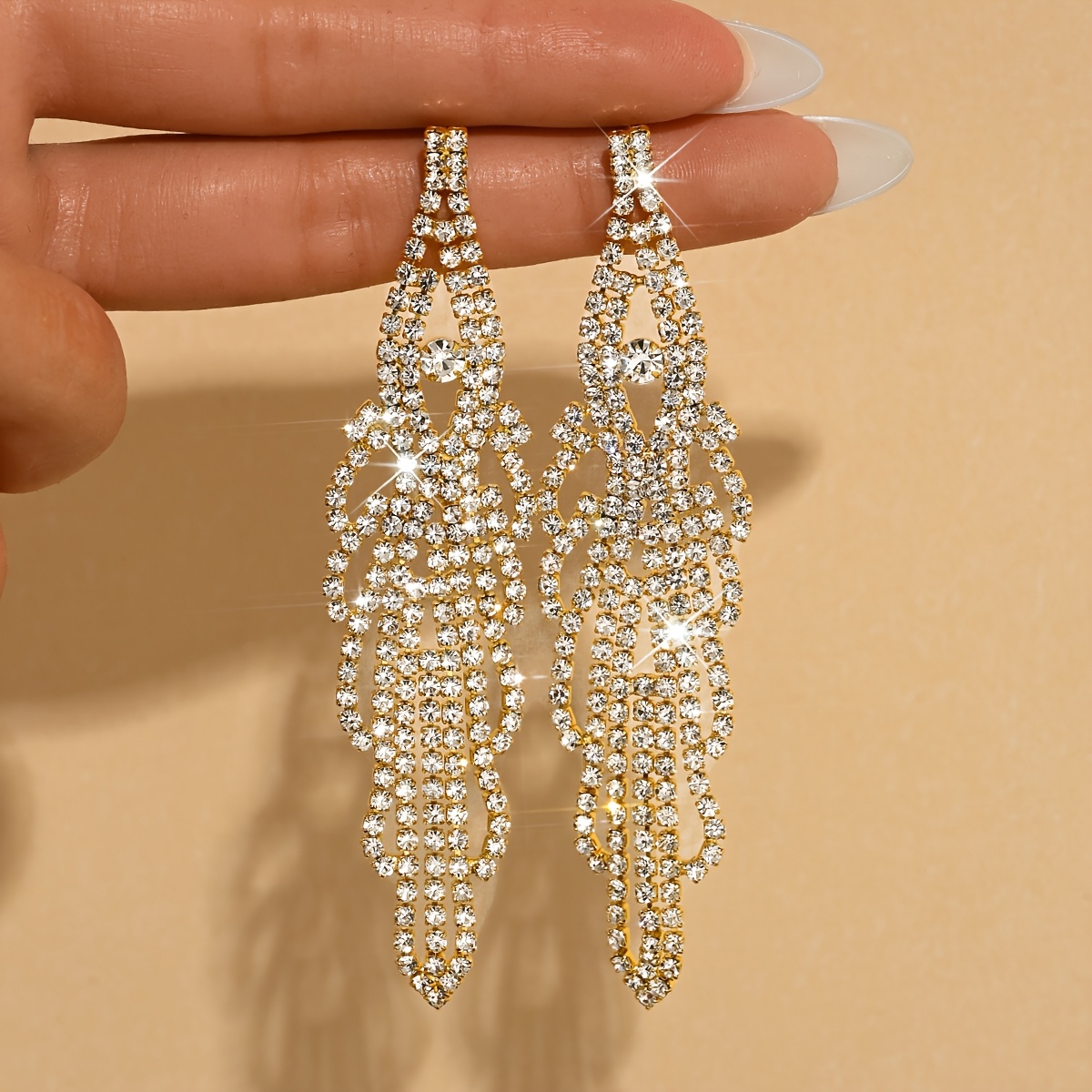 Women's Elegant Rhinestone Tassel Dangle Earrings
